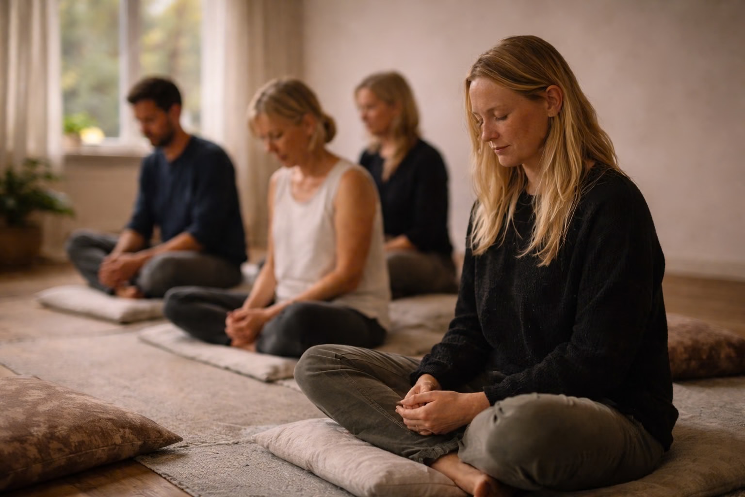 meditation i Stockholm grupp i stillhet närvaro och gemenskap